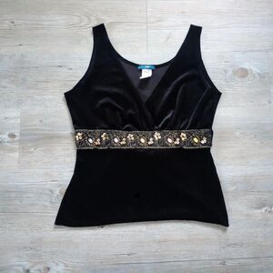 Y2K Black Velvet Sequined Gothic Fairy Tank